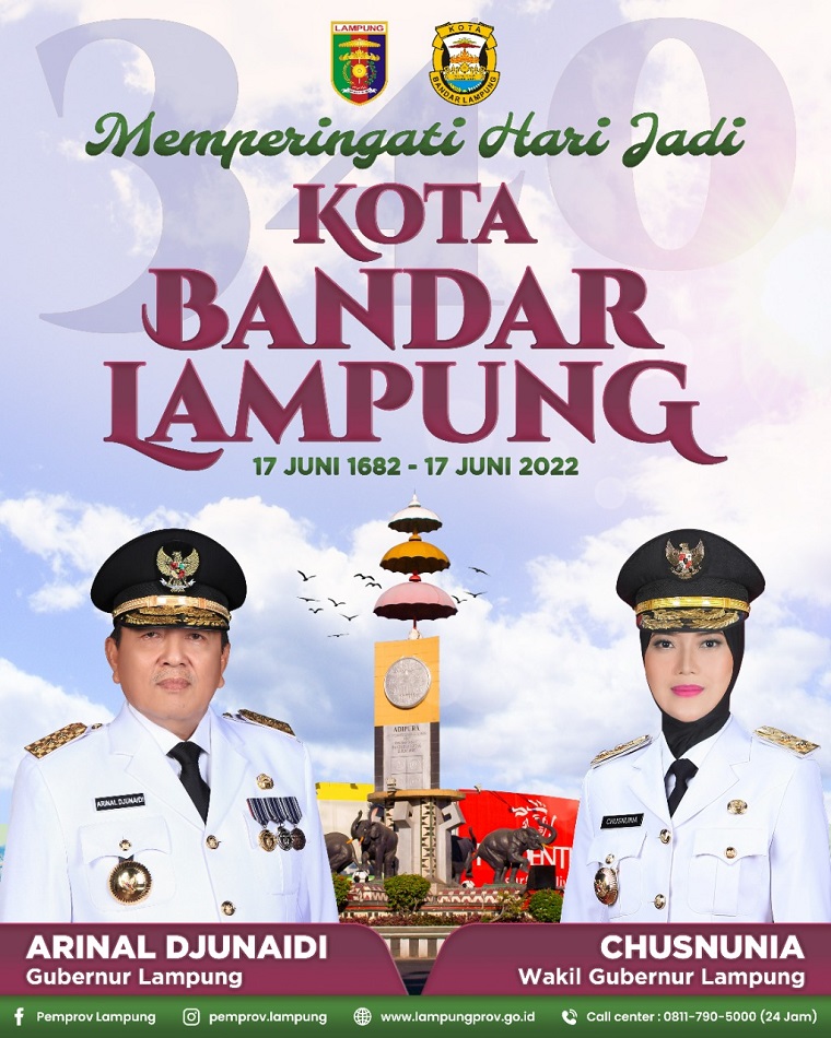 Pemprov Mengucapkan Selamat Hari Jadi Kota Bandarlampung Ke-340 Tahun
