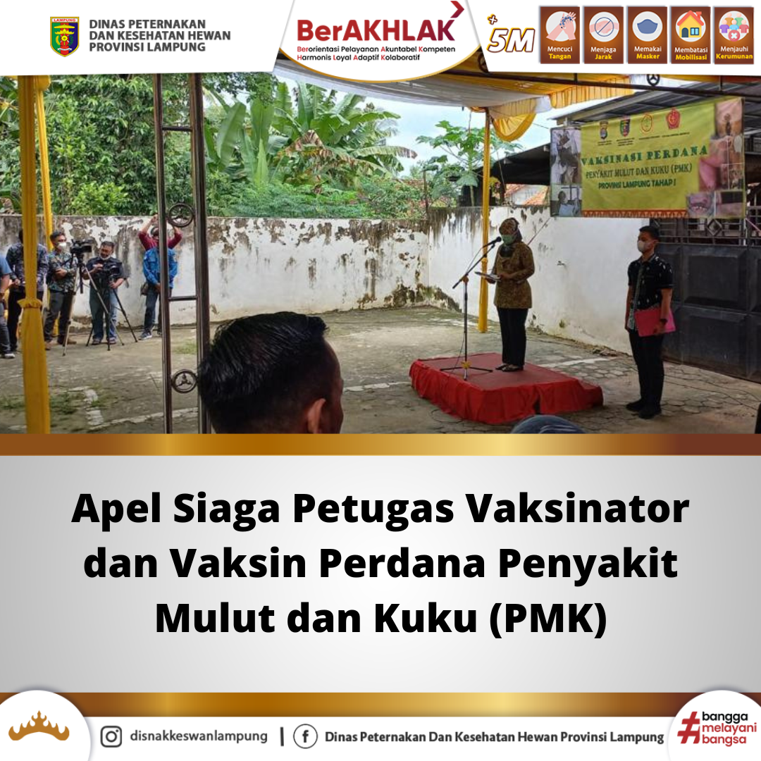 Wakil Gubernur Lampung Hj. Chusnunia memimpin Apel Siaga Petugas Vaksinator dan Vaksin Perdana di Kampung Dono Arum, Kecamatan Seputih Agung, Sabtu (25/06/2022).